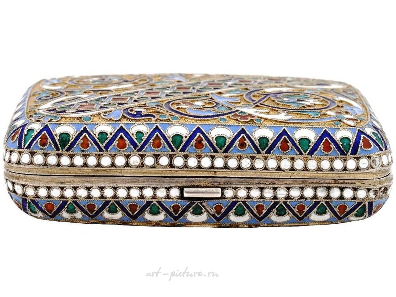 Russian silver , RUSSIAN SILVER CLOISONNE ENAMEL CIGARETTE CASE