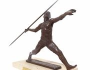 Bronze figure of a spearman.Royal Copenhagen, sculptor: S.G.Kelsey.