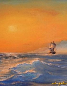 купить Море, рассвет масло, холст на картоне 