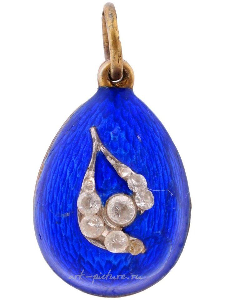 Russian silver , RUSSIAN GILT SILVER ENAMEL DIAMONDS EGG PENDANT