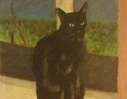 Cat on the window canvas oil
