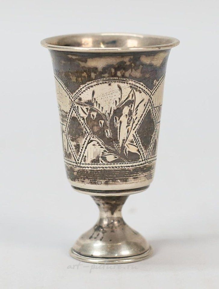 Russian silver , Pair of Sterling Kiddush Cups