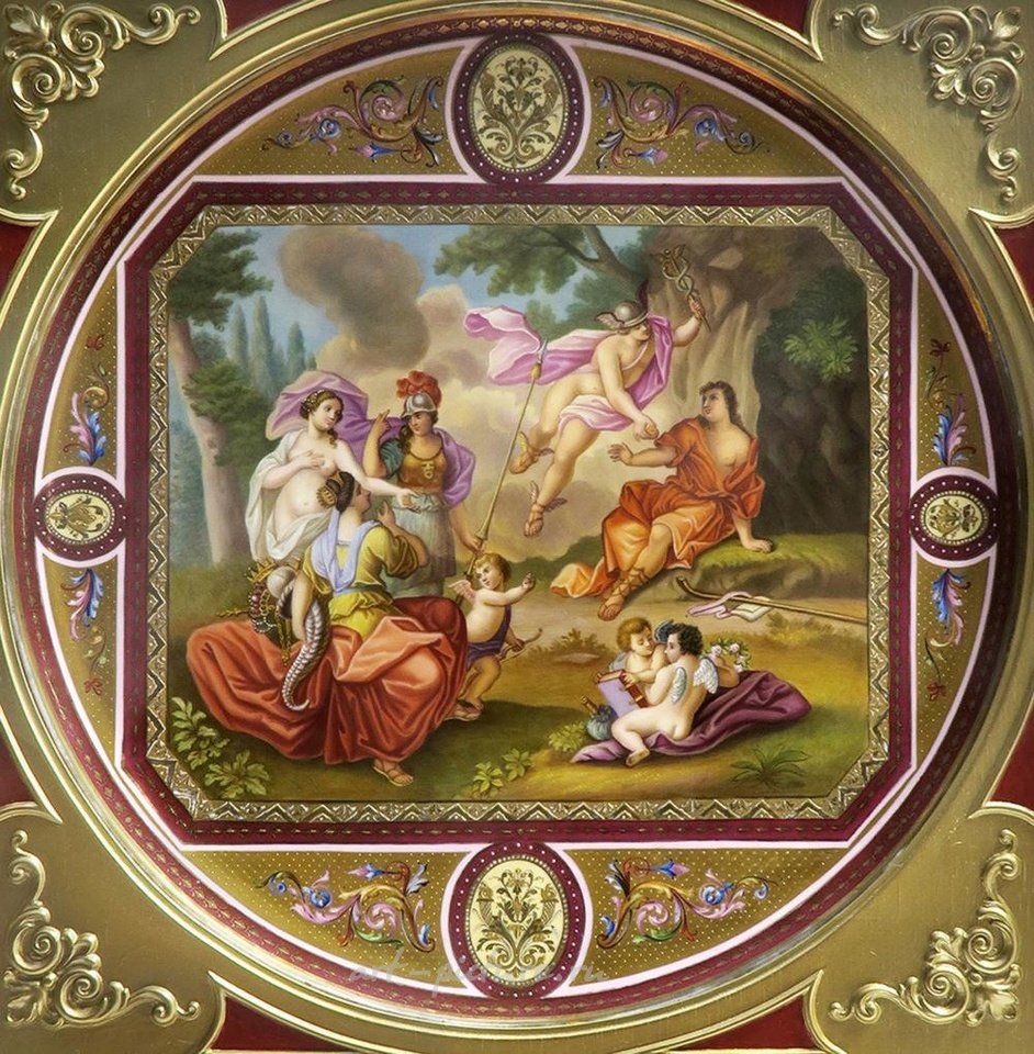 Royal Vienna Porcelain , A Monumental Framed Royal Vienna Charger, 19th C.