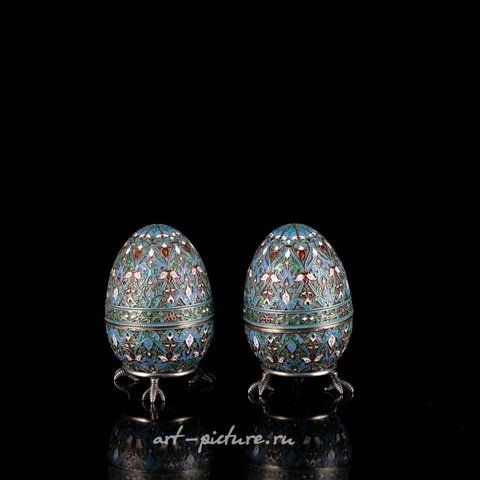 Russian silver, PAIR OF EGGS