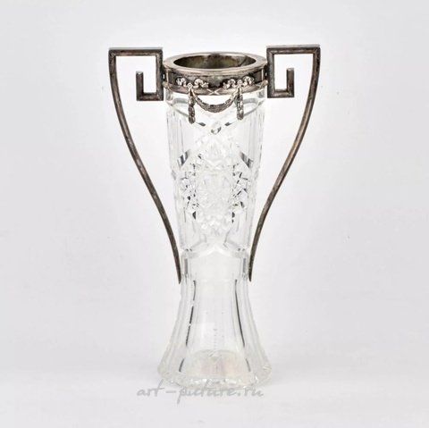 Russian silver, Russian vase. Crystal in silver in the neoampire style.