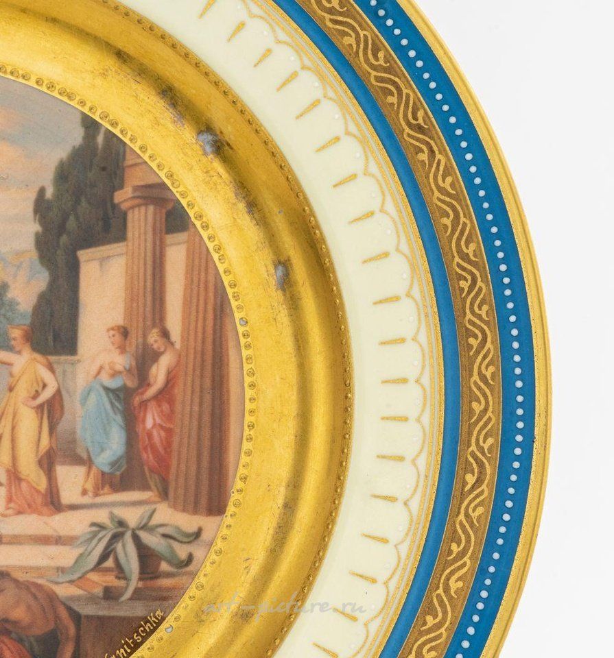 Royal Vienna , Фарфоровая тарелка "Одиссей и Телемах" в королевском венском наборе
