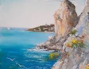 View of the rock swan oil, canvas