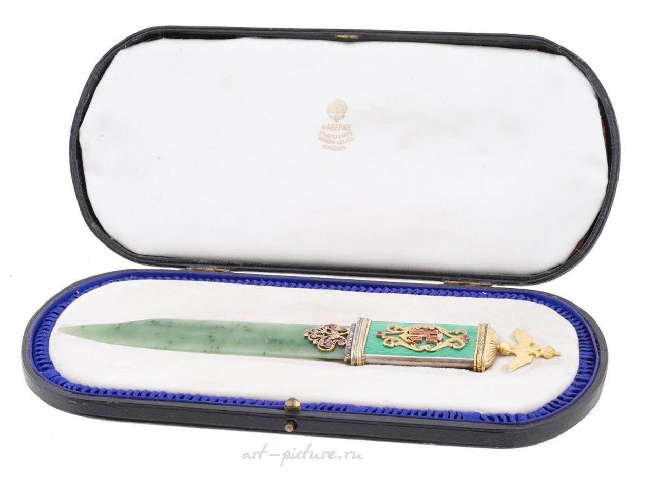 Русское серебро , Серебряный нож для открывания писем с нефритом и бриллиантами