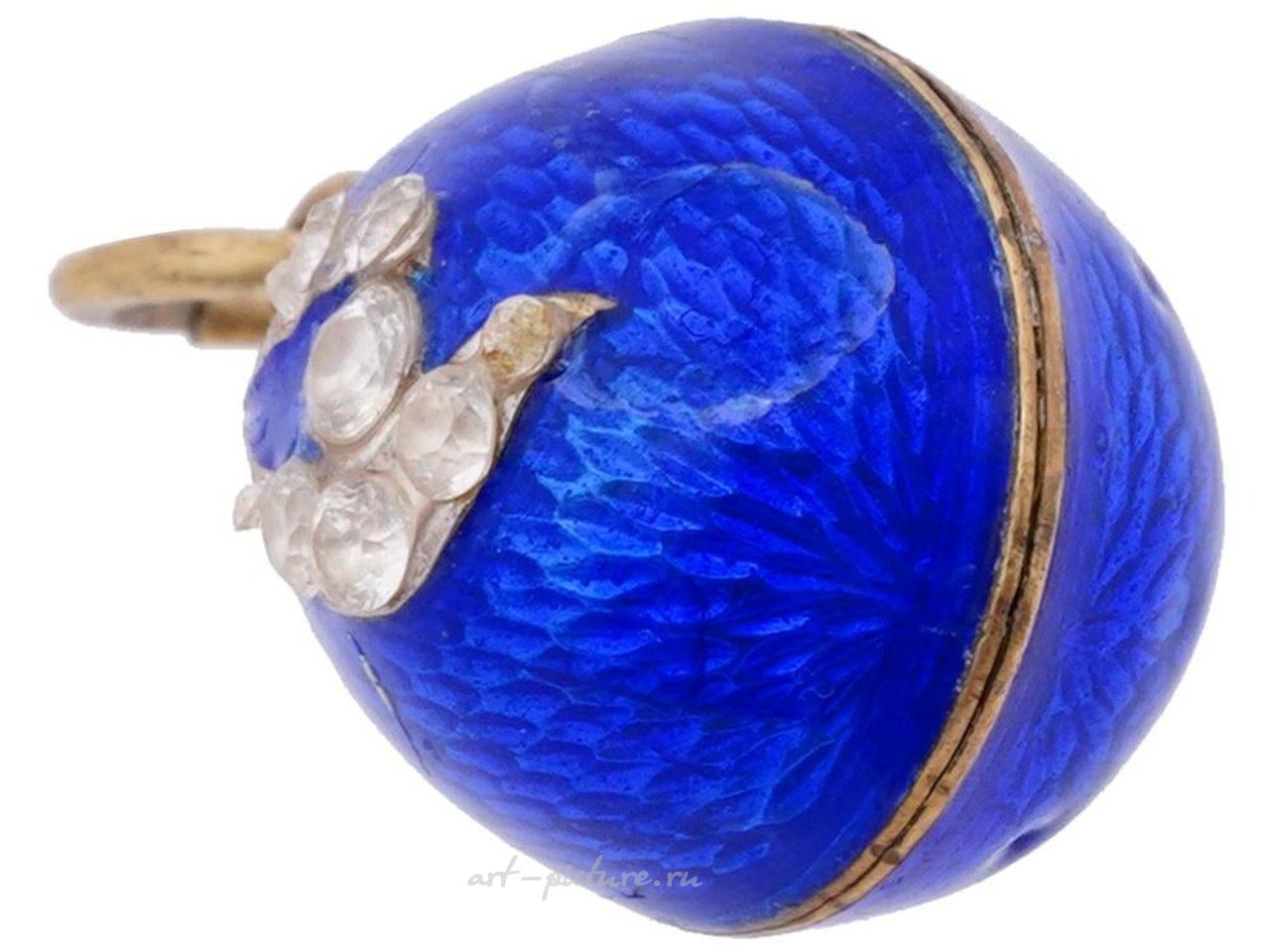 Russian silver , RUSSIAN GILT SILVER ENAMEL DIAMONDS EGG PENDANT