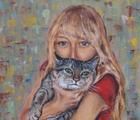 Статуэтка Girl with a cat oil, can…