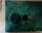Green nebula oil, canvas on cardboard