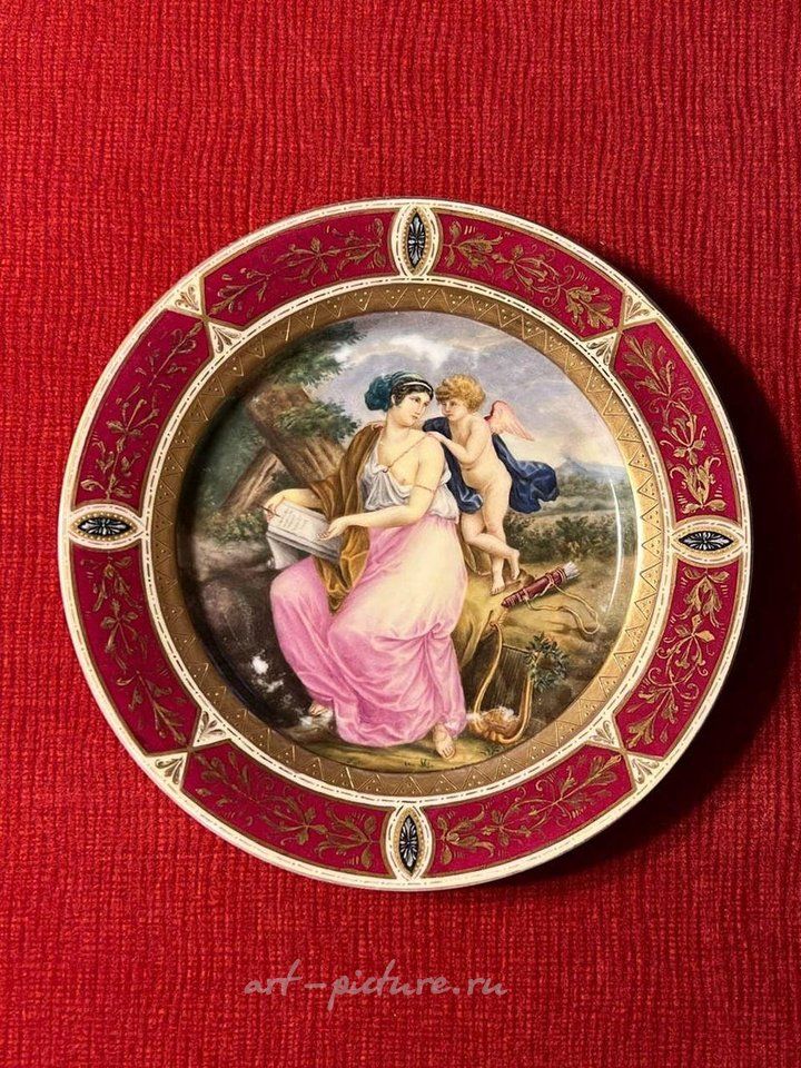 Royal Vienna Porcelain , Royal Vienna Dish with Classic Scene - Sleeping Angel