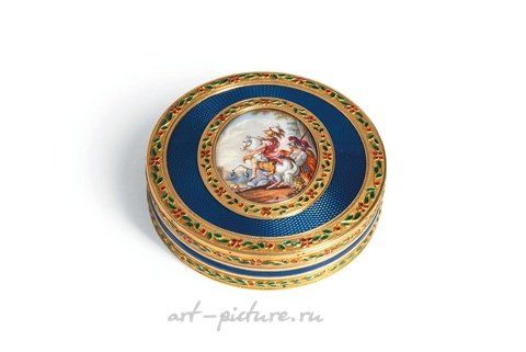 Russian silver, GOLD AND ENAMEL SNUFFBOX WITH MINIATURE, 19TH CENTURY