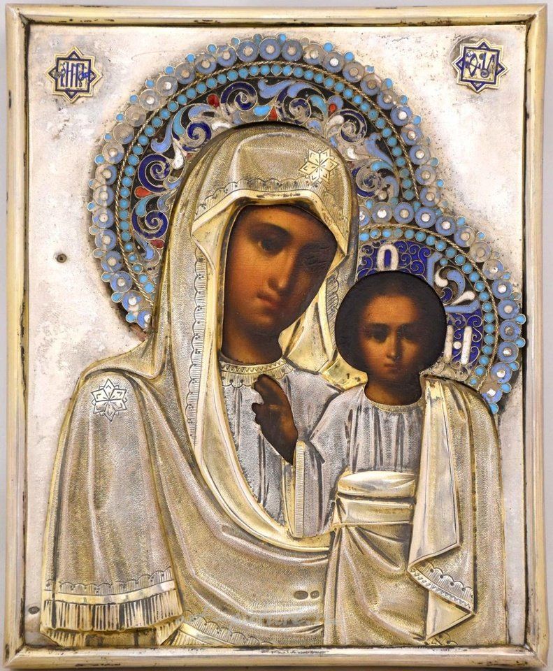 Русское серебро , Русские свадебные иконы "Христос Вседержитель" и "Богородица Всемилостивая"