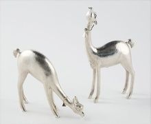 Silver statuettes of a Lama pair by Ilaria Peru.