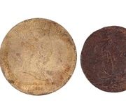 Античная медная монета Российской империи 5 копеек