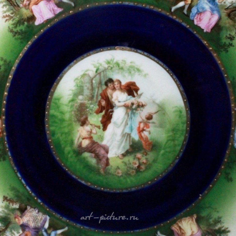 Royal Vienna Porcelain , Royal Vienna Charger Depicting Couples Courting