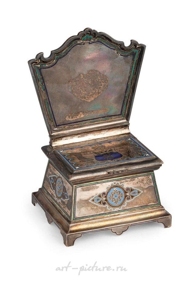 Russian silver , SALIERA A TRONO IN SILVER AND ENAMEL, MOSCOW, 1886, GOLDSMITH F. O...