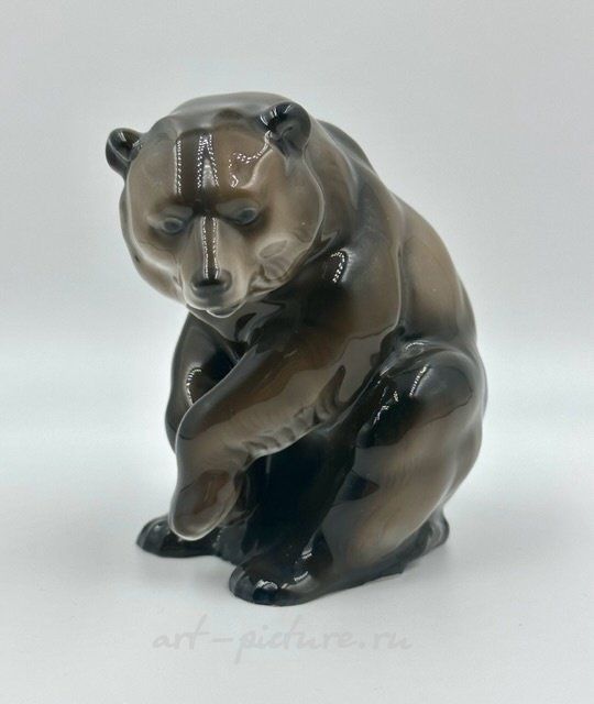 Фарфоровая фигура (статуэтка) "Медведь". Ручная подглазурная роспись. Германия, Rosenthal, 1923 г.