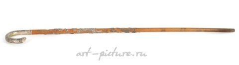 Russian silver, A LATE 19TH CENTURY NIELLO SILVER HANDLED WALKING CANE