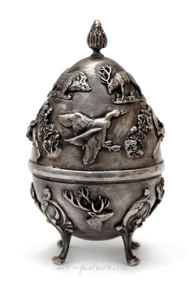 Russian silver , THE IMPERIAL RUSSIAN SILVER HUNTING EGG BY CYPRIAN LABECKI, ...