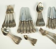 Russian silver cutlery set for 6 people, 42 pieces.