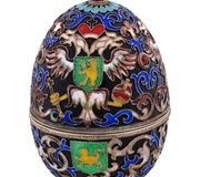 Русская серебряная яйцевидная шкатулка с эмалью в технике клоизонне