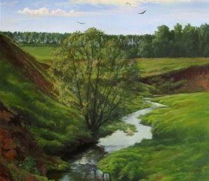 View of the river oil, canvas