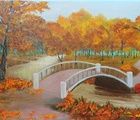 Bridge in autumn leaves canvas, oil