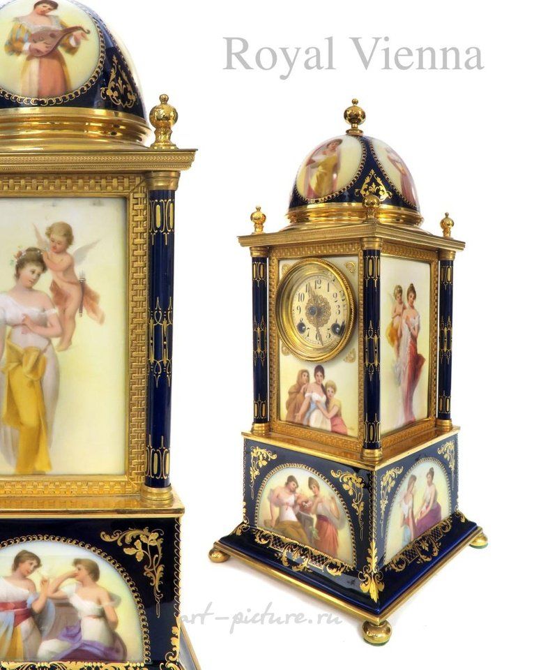 Royal Vienna , Часы из королевского фарфора Royal Vienna, около 1880 года