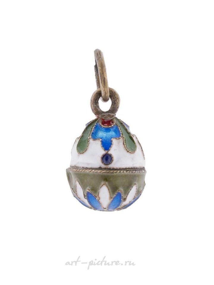Russian silver , RUSSIAN GILT SILVER CLOISONNE ENAMEL EGG PENDANT