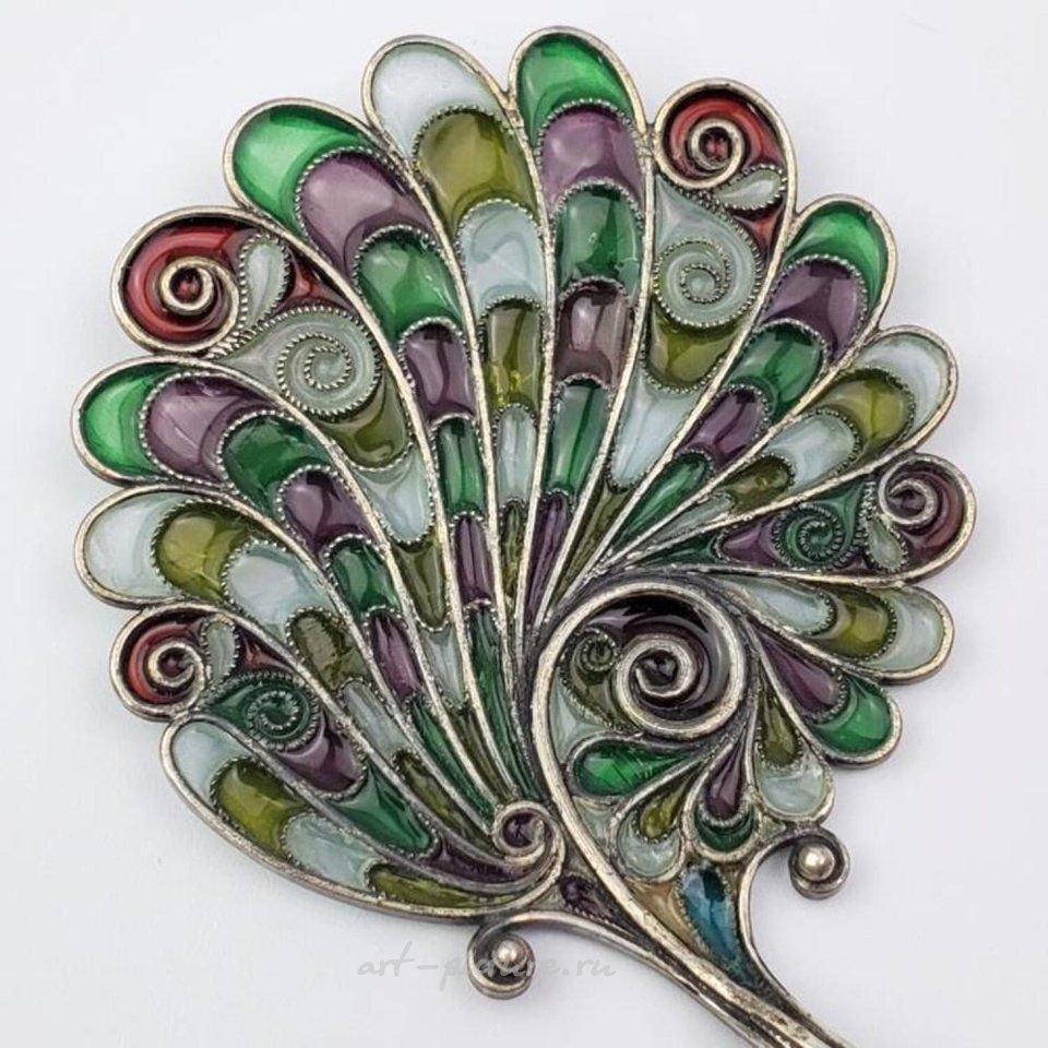Russian silver , Antique Sterling Silver Plique a Jour Spoon c.1900