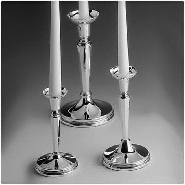 Candle holder for one candle 24 cm Navette Silver