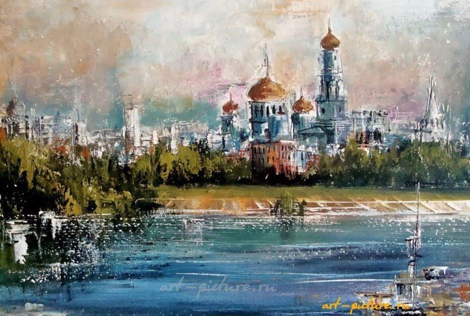 Вид на Казанский собор масло,холст