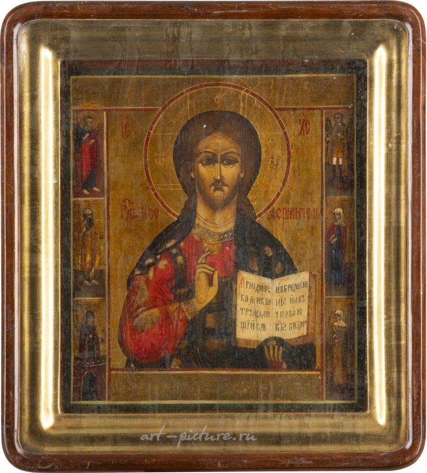 Русское серебро , Икона Христа Пантократора в большом размере внутри киота