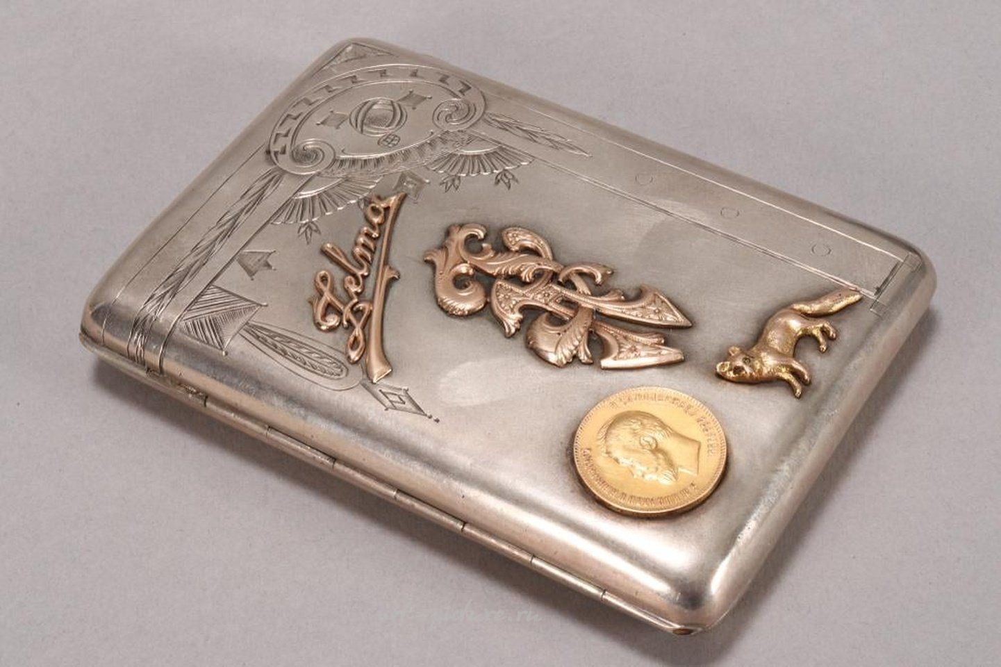 Russian silver , Russian Silver Cigarette Case.