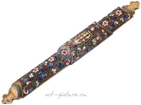 Russian silver, RUSSIAN JUDAICA SILVER CLOISONNE ENAMEL MEZUZAH