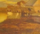Old brick factory on Solovki canvas, oil