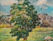 "Lone poplar" canvas / oil