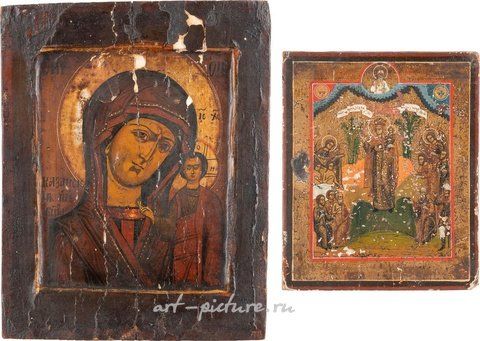 Russian silver, THREE SMALL ICONS SHOWING CHRIST PANTOKRATOR, THE KAZANSKAY