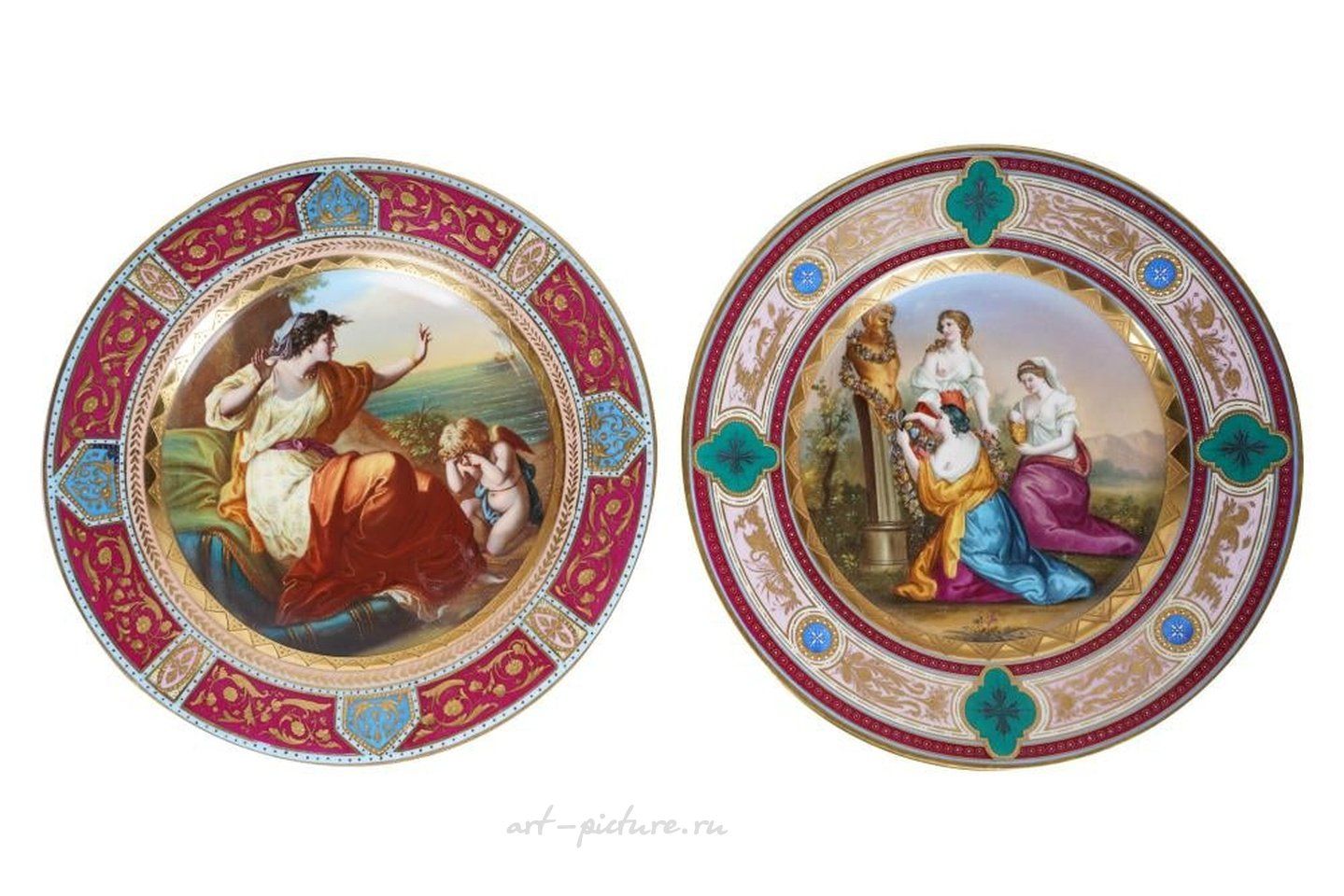 Royal Vienna Porcelain , PAIR OF BISQUE PORCELAIN RELIEF PLAQUES