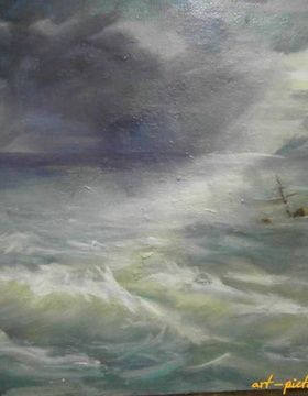 buy "Sea. Storm oil on hardboard."
