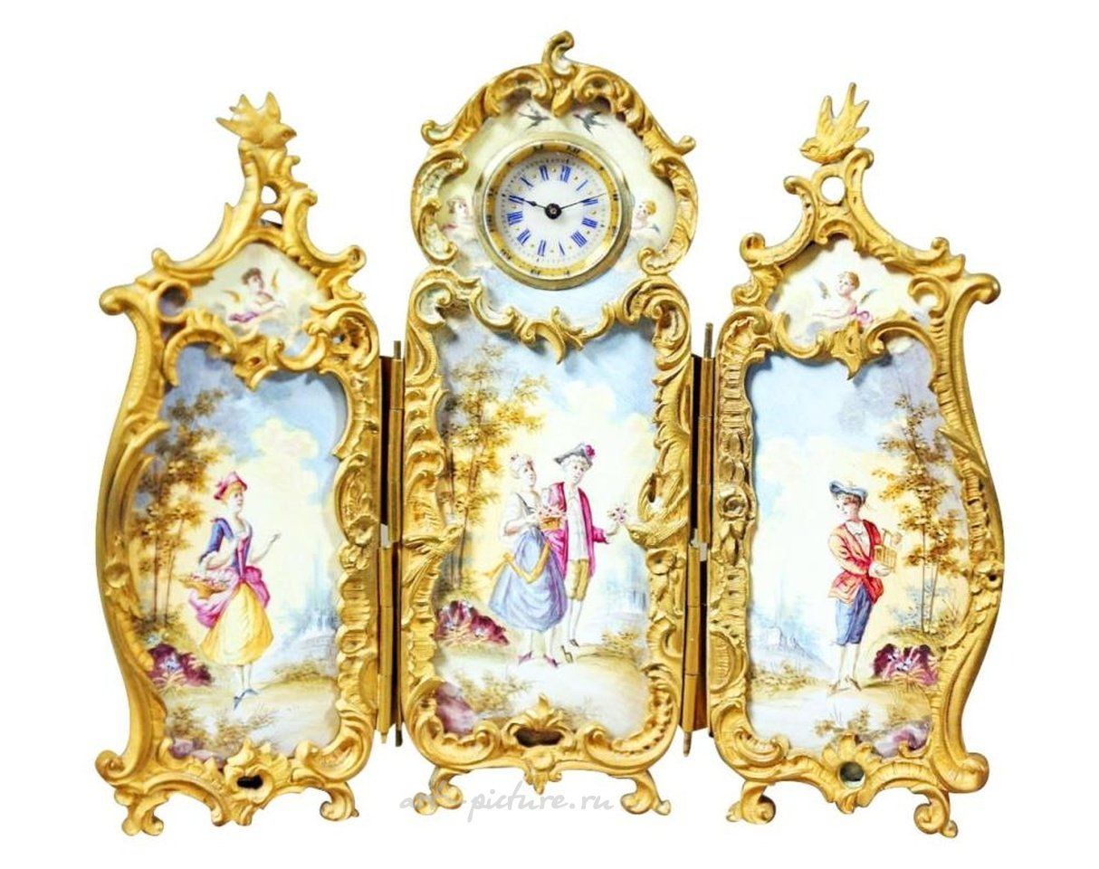 Royal Vienna Porcelain , Royal Vienna Style Gilt Porcelain Clock