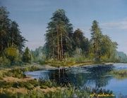 Forest pond oil, canvas