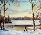 купить Замёрзшая река масло,холст
