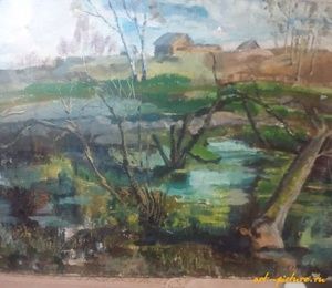 Spring canvas on cardboard.