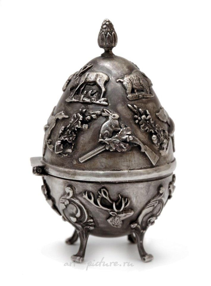 Russian silver , THE IMPERIAL RUSSIAN SILVER HUNTING EGG BY CYPRIAN LABECKI, ...