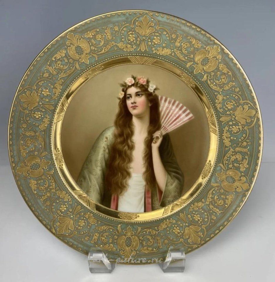 Royal Vienna Porcelain , ROYAL VIENNA PORTRAIT PLATE SIGNED WAGNER