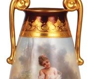 Порцелановая ваза "Ройаль Вена" с ручной росписью и подписью художника Вагнера