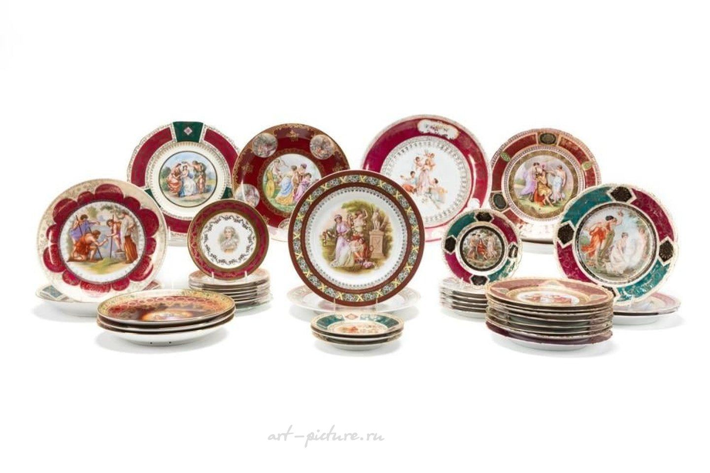 Royal Vienna Porcelain , ASST. OF ROYAL VIENNA STYLE CABINET PLATES, 42PC